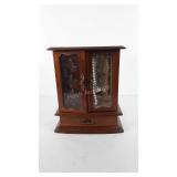 Wooden jewelry box with music box, includes