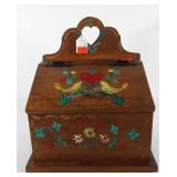 Wooden box with hand painted design, artist