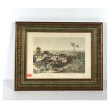 Hand colored Roman scene print, nicely framed