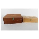 Two wooden boxes, includes Mouton Cadet wine box,