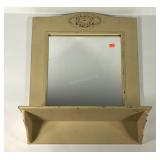 Chippy paint hall mirror with shelf, measures