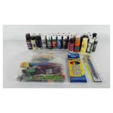 Art supplies, includes acrylic paint, bag of