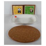 Kitchenwares, includes oval marble cutting board