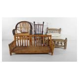 Doll furniture, includes Bed, chairs, and bench,