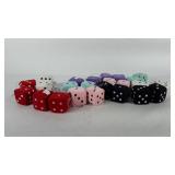 Twelve sets of fuzzy hanging dice