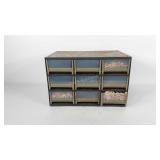 Hardware metal organizer and contents, wooden