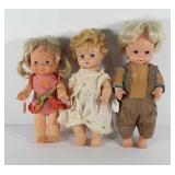 Toys, three baby dolls, includes 1969 mattel,