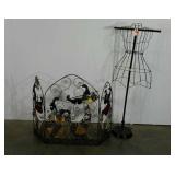 Fireplace screen with stained glass accents,