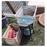 Antique decor lot, old fire Extinguisher, produce
