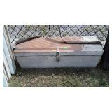 Early wooden Carpenters tool box, 32" long, but