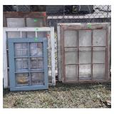 6 Antique wooden window sashes