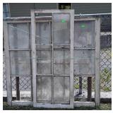 3 big Antique wooden window sashes, several panes