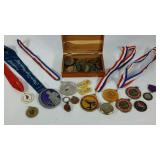 Group of medals, in a 5 x 8 x 3 wooden box