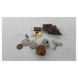 Mixed group, includes leaf belt buckle, rock,