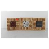 Three wine cork and wood trivets, 8.5" x 8.5"