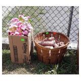 Bushel basket full of miniature terracotta flower