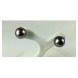 14k gold and gray 6mm pearl earrings