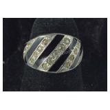 Sterling silver and onyx ring size 5