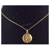 Gold filled art nouveau necklace face locket 18in