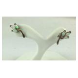 Sterling silver and opal stud earrings