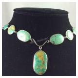 Sterling silver and turquoise necklace 18in