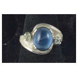 Sterling silver and kyanite cabochon ring size