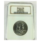 1963 D MS- 65 slabbed Franklin Half Dollar