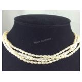 14k and pearl multi strand necklace 20in