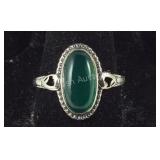 Size 9 Sterling silver green onyx ring
