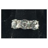 Size 9 Sterling silver 3 stone ring white