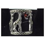 Size 7 Mozambique garnet Swiss Marcasite giraffe