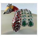 Black and white Austrian crystal enameled peacock