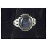 Size 7 labradorite ring in brass