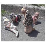 4 Gardening Decor Figures, pottery ceramic made