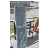 4 early wooden louvered Window Shutters, 15x55"