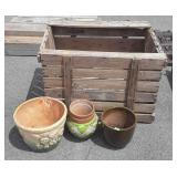Gardening Accessories lot. Old wooden crate