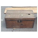 Early Wooden Foot Locker Trunk, rustic used