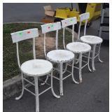 Set of 4 Early made Steel Chairs, 14" round seats