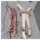 2 Sets of Horse Collar Hames, one missing brass