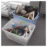 2 Totes with misc. Tools, Hardware, etc.