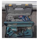 Two Saws-Alls with cases, Makita Electric powered