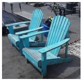 Pair of Adirondack Chairs, Beachy Blue Painted