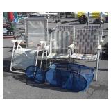 5 Outdoor Chairs and 2 blue mesh bags Beach use