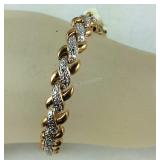 Diamond accent goldtone bracelet 8in