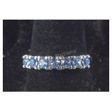 Size 7 blue Swarovski Crystal .60 CT stainless