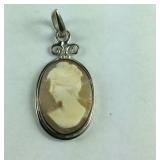 Sterling silver cameo pendant