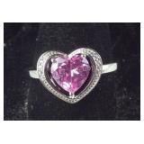 Size 10 Sterling simulated pink and white diamond