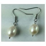 White freshwater cultured pearl stainless