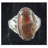 Size 10 matrix fire opal 7CT solitaire platinum