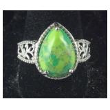 Size 9 Mojave  green turquoise 5CT platinum bond